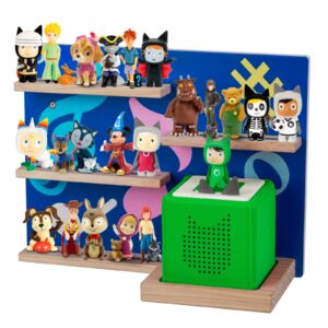 magnetic wall shelf for toniebox, charging station, and tonies characters (square-music)