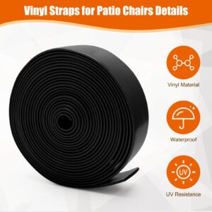 2" Wide Vinyl Straps for Patio Chairs Repair, COITEK 20FT Long Patio Garden Furniture Replacement Straps+ 40 Free Rivets for Outdoor Lawn Furniture Chaise Lounge Repair (Black)