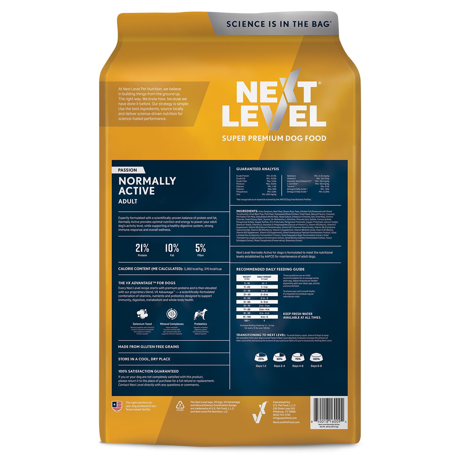 Next Level Super Premium Dog Food – Normally Active – Dry Kibble for Adult Dogs of All Breeds – 21% Protein, Beef, Pork, Fish, Chicken, Gluten Free Grains