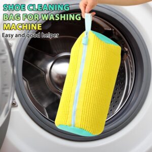 Shoe Washing Machine Bag, 2024 New Reusable Mesh Laundry Shoe Wash Bag Shoe Cleaning for All Shoes, Adjustable Shoes Laundry Bag Sneaker Washing Bag for 360° Cleaning White Shoes (Yellow)