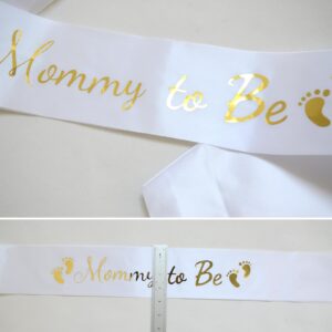 BLUPLE Mommy To Be White Satin Sash - Baby Shower Sash Decorations, Gender Reveal Party, Welcome Baby (1)