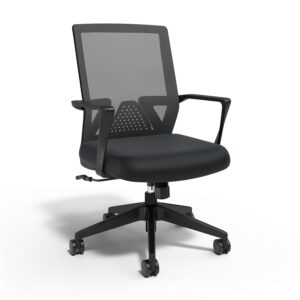 staples cartwright fabric swivel task chair, ergonomic office chair with adjustable tilt lock, mesh back and lumbar support, black