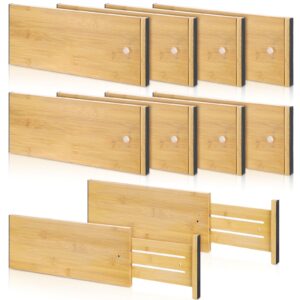 doublefill 8 pcs bamboo deep drawer dividers 6 inches high adjustable kitchen drawer organizer with spring loaded expandable from 13.5-22 inch drawer separators for dresser bathroom bedroom