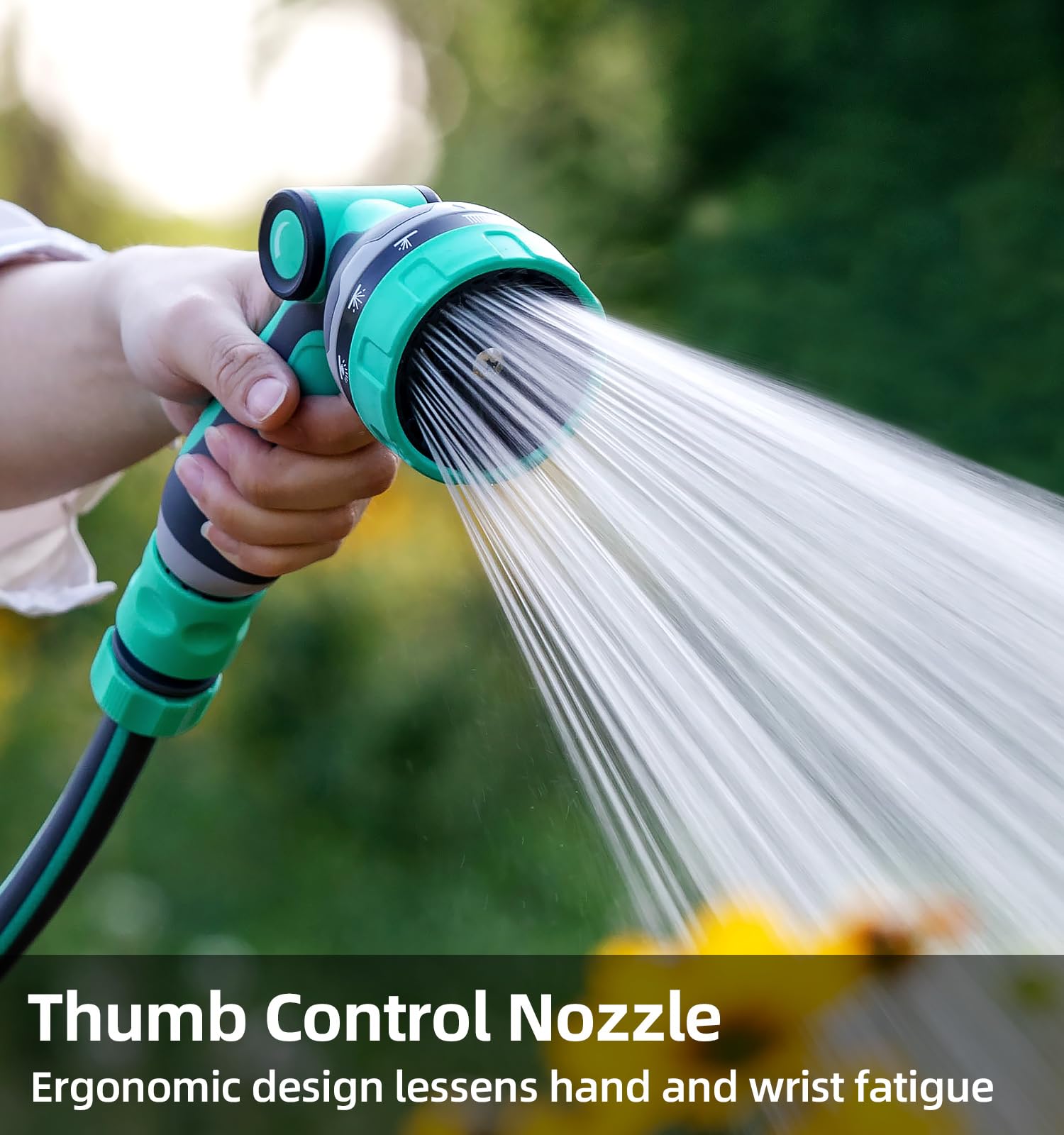 HVNPSH Heavy Duty Garden Hose Nozzle, 10 Spray Patterns Water Hose Sprayer with Thumb Control On/Off Valve, Comfortable Grip, Ideal for Outdoor Watering, Garden, Cleaning, Car Washing