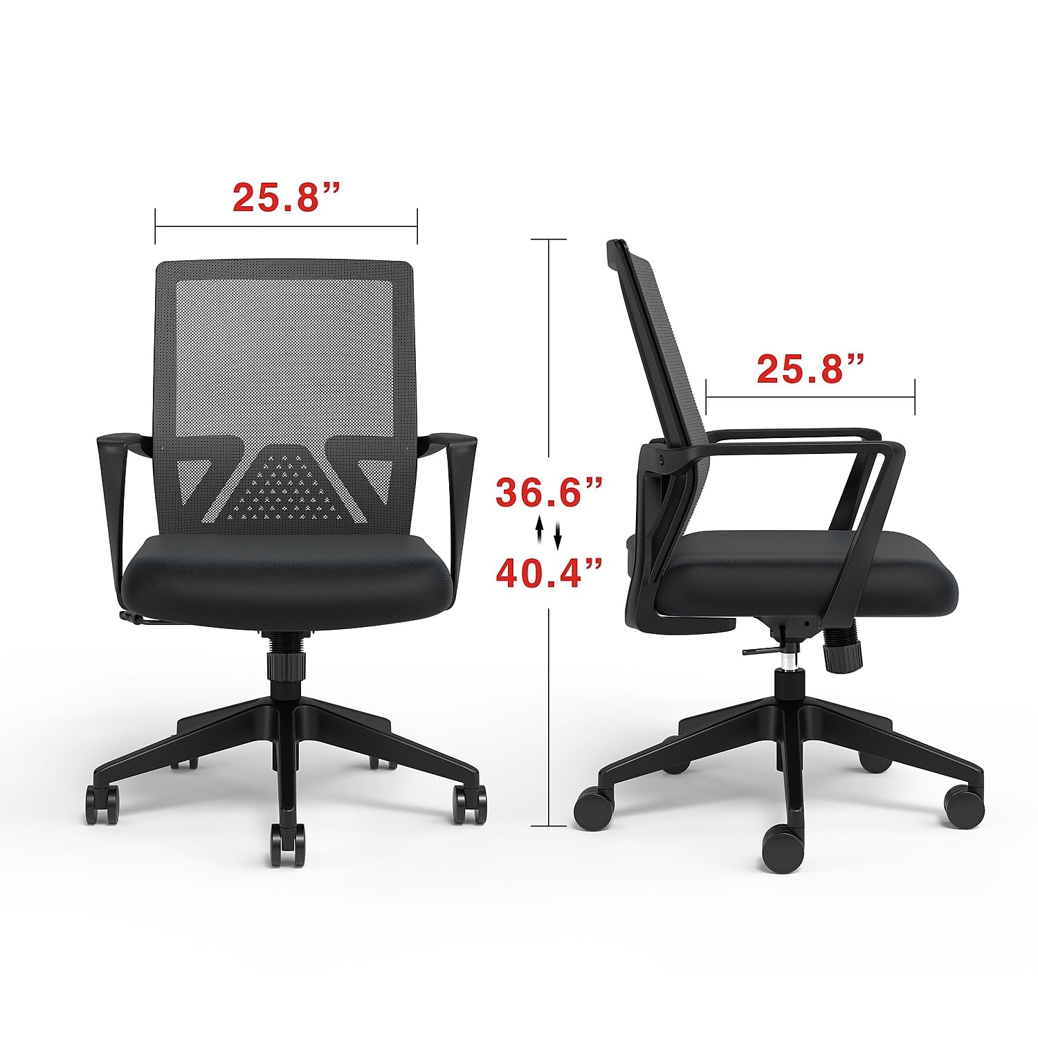 STAPLES Cartwright Fabric Swivel Task Chair, Ergonomic Office Chair with Adjustable Tilt Lock, Mesh Back and Lumbar Support, Black