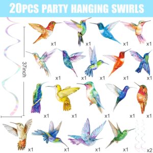 Hummingbird Hanging Swirls 20Pcs Hummingbird Birthday Decorations Hummingbird Ceiling Decor Tropical Bird Party Hanging Streamer for Summer Flying Birds Baby Shower Supplies