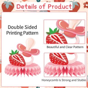 Refavor Strawberry Baby Shower Decorations - 9PCS Berry Sweet Baby Shower Decorations Supplies A Berry Sweet Baby Is on the Way Decor Strawberry Honeycomb Centerpieces Baby Shower Party Table Decor