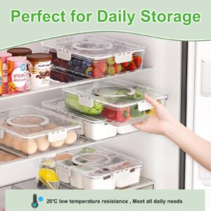 𝟮 𝗣𝗮𝗰𝗸 Divided Serving Tray with Lid and Handle, 8 Compartments Portable Snackle Box Container for Fruit, Veggies, Clear Snack Containers for Kids and Adult, Perfect for Travel, Camping, Picnic