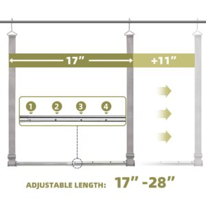 STORAGEIDEAS Hanging Closet Rod, 17-28In Adjustable Width and Up to 32In Height Adjustable Closet Rod Extender, Double Closet Rod Hanging Bar, Space-Saving Tension Hanging Organizer, Webbing, 1 Pack