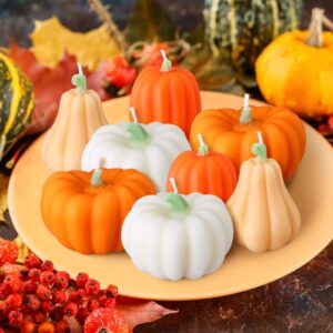 conelist 8 pcs fall pumpkin shaped candles thanksgiving scented candles pumpkin tealight candles home decor handmade soy wax white orange candles for home table bedroom bathroom decorations party