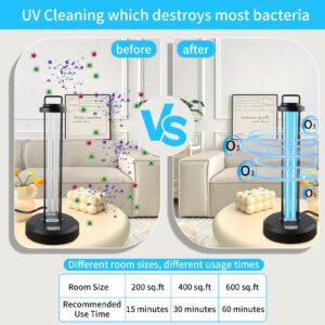 38W UV Sanitizer Light, Portable Ozone Ultraviolet Light with 3-Gear Timer and Remote Control, 110V Home Disinfection Device, 99.99% UVC Cleaning Ozone Lamp for Home, Office, Hotel, School