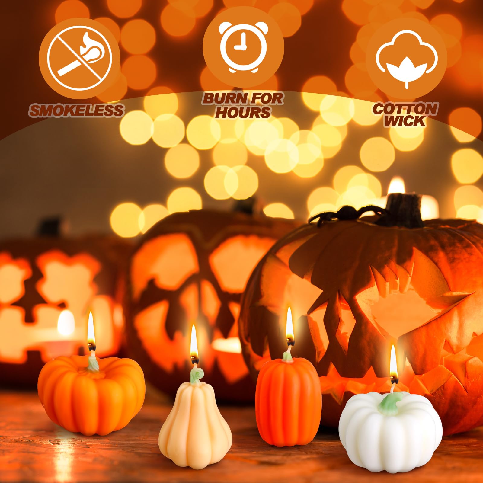 Conelist 8 Pcs Fall Pumpkin Shaped Candles Thanksgiving Scented Candles Pumpkin Tealight Candles Home Decor Handmade Soy Wax White Orange Candles for Home Table Bedroom Bathroom Decorations Party