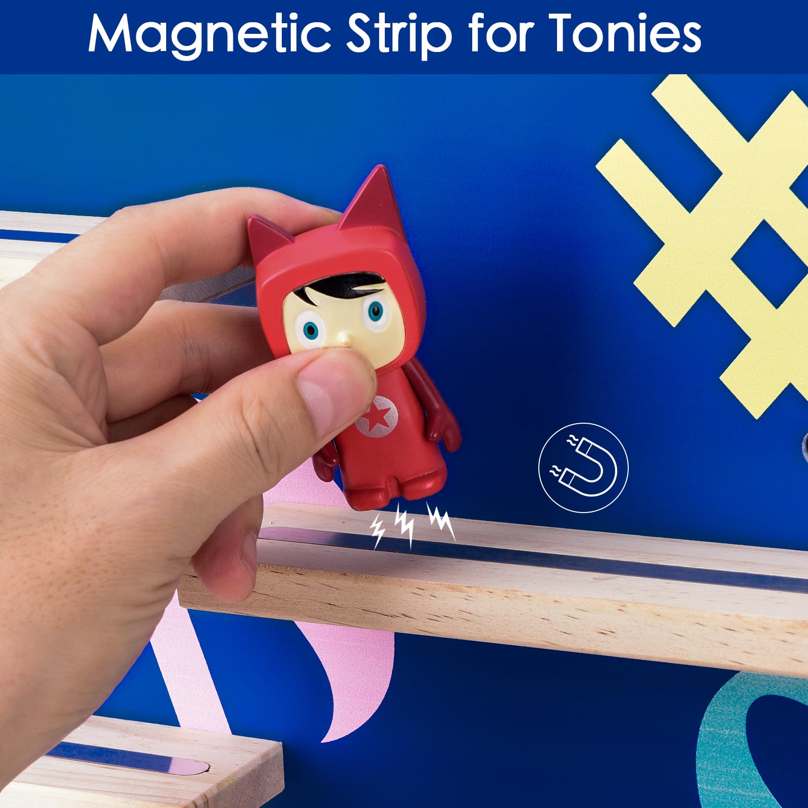 Magnetic Wall Shelf for Toniebox, Charging Station, and Tonies Characters (Square-Music)