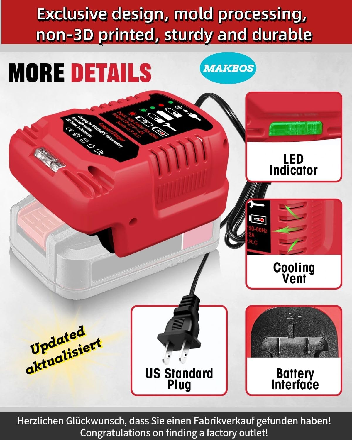 for Bauer 20V Battery Replacement Charger,Portable Mini Fast Charging Station for Bauer 20V Slide Batteries,Power Equipment Drill Battery Rapid Quick Charger,DIY Mini Charger Adapter (NOT Battery)