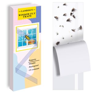 landisun fly trap indoor fruit fly traps for indoor window-fly traps fly paper sticky strips 30 pack