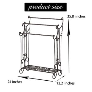 Standing Towel Rack Stand 3 Tiers Freestanding 35.8" H Metal Towel Racks for Bath Hand Towel Rack Stand for Bathroom Bedroom Laundry Room Kitchen