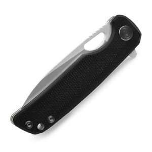 Miguron Knives M Galaty Flipper Folding Knife,3.25" 14C28N Satin Blade Black Micarta Handle, Outdoor Camping Hiking Pocket Knife MGR-818MWBK