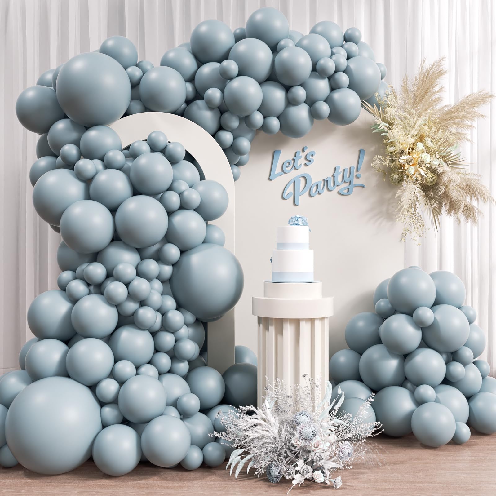 Awenztech 110pcs Dusty Blue Balloons, 18 12 10 5 inch Dusty Blue Balloons Different Sizes Dusty Blue Balloon Arch Kit for Bridal Shower Gender Reveal Baby Shower Birthday Party Decorations