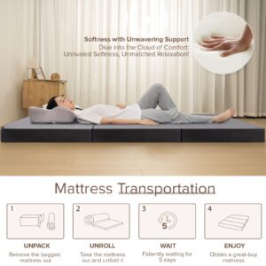 Vamcheer Tri Folding Mattress Queen Size - 6 Inch Foldable Mattress for Travel/RV/Camping/Guest Room/Yoga, Tri-fold Memory Foam Mattress with Washable Cover,78"x58"x6"