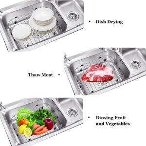 Orgneas Sink Protectors for Kitchen Sink, Single Bowl Sink Bottom Grid 12.5"x10.5"x1.25", 304 Premium Stainless Steel Grid Insert Sink Grate Drying Rack Centered Drain, 1 Pack