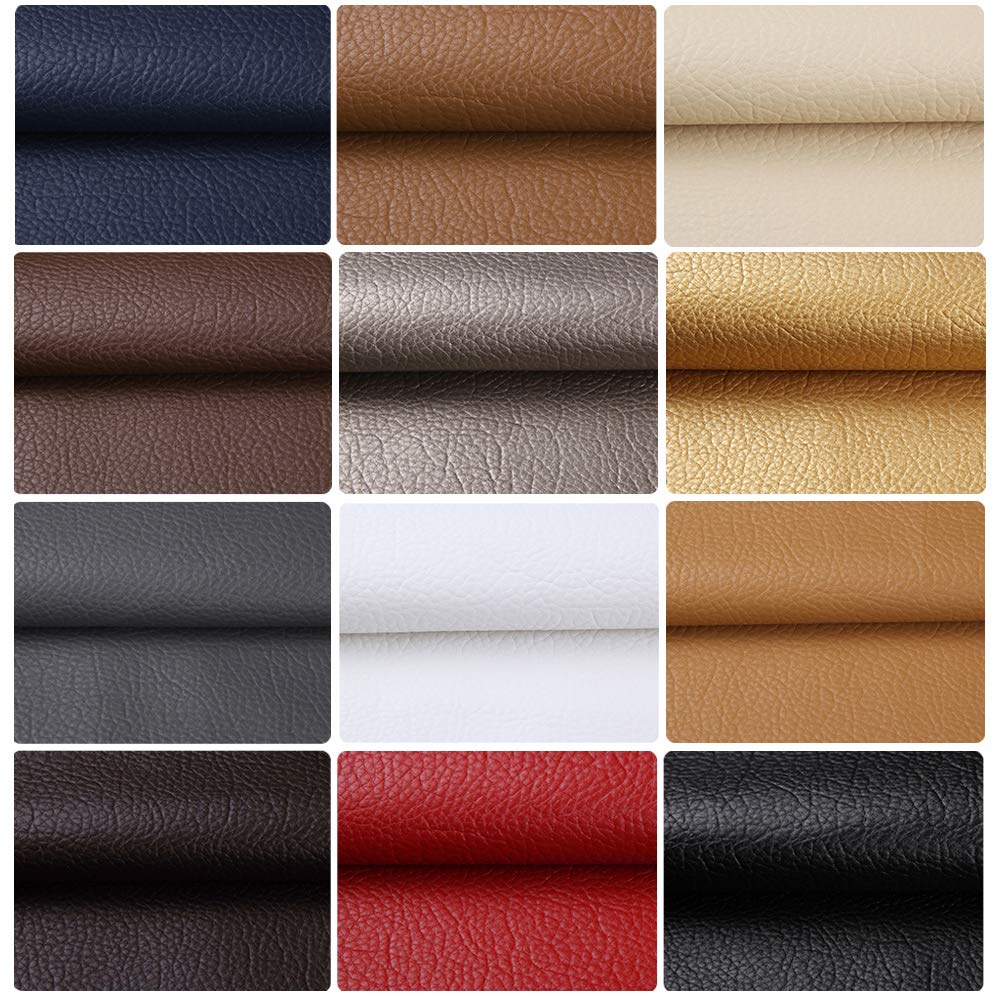 ANMINY Vinyl Faux Leather Fabric with Cotton Backing 54" x 2 Yards Leather Upholstery Fabric 0.7mm Thick Waterproof Black Vinyl Fabric for DIY Handicrafts Furniture Reupholstery - Ivory