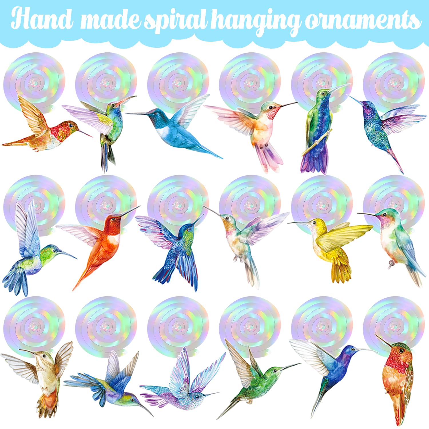 Hummingbird Hanging Swirls 20Pcs Hummingbird Birthday Decorations Hummingbird Ceiling Decor Tropical Bird Party Hanging Streamer for Summer Flying Birds Baby Shower Supplies