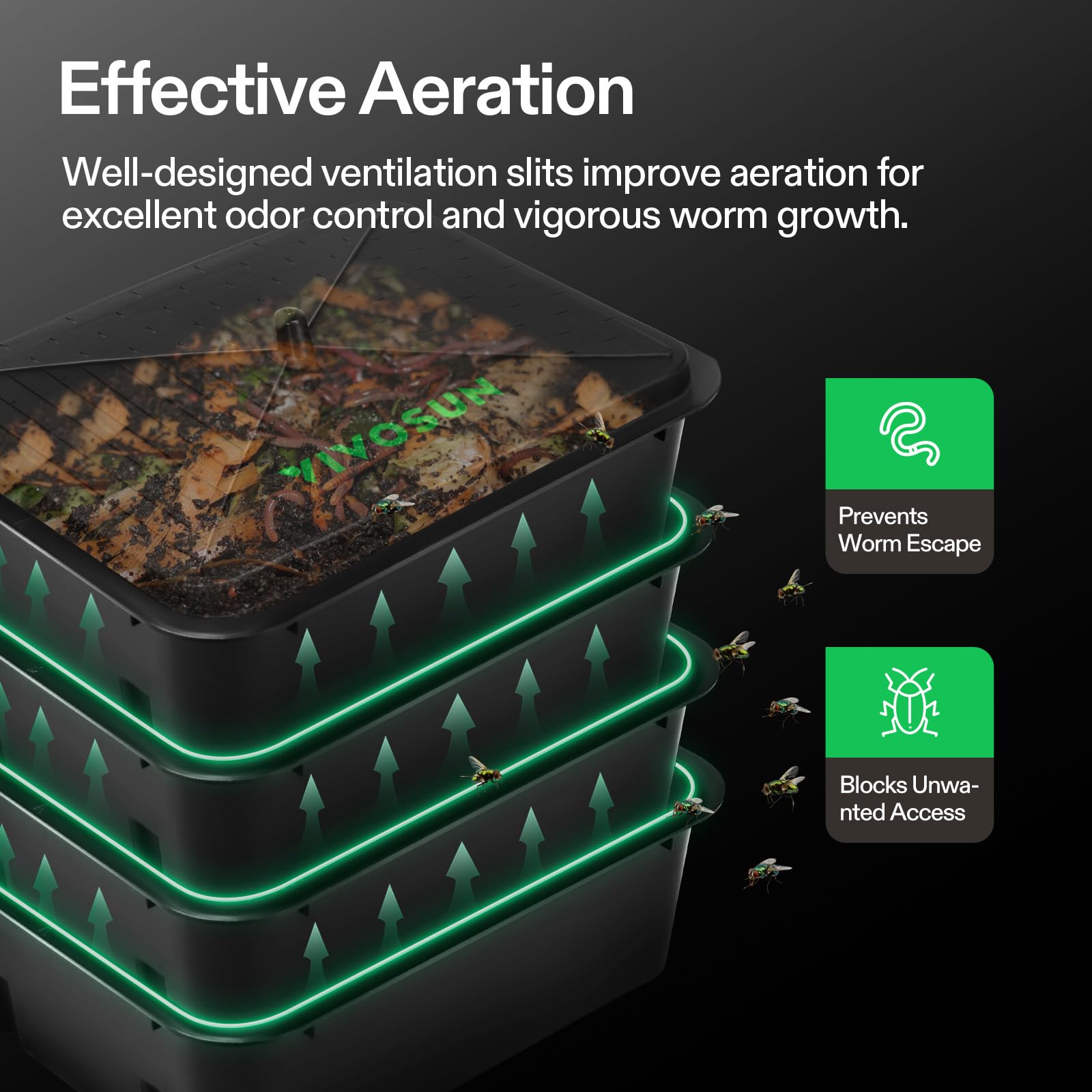 VIVOSUN 5-Layer Worm Compost Bin, 50L Worm Composter, Easy Setup Inclusive Worm Farm Kit for Recycling Food Waste