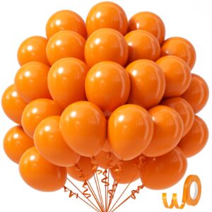 awenztech orange balloons 12 inch, orange latex balloons 50pcs party balloons for graduation halloween fall tropical thanksgiving birthday party decorations