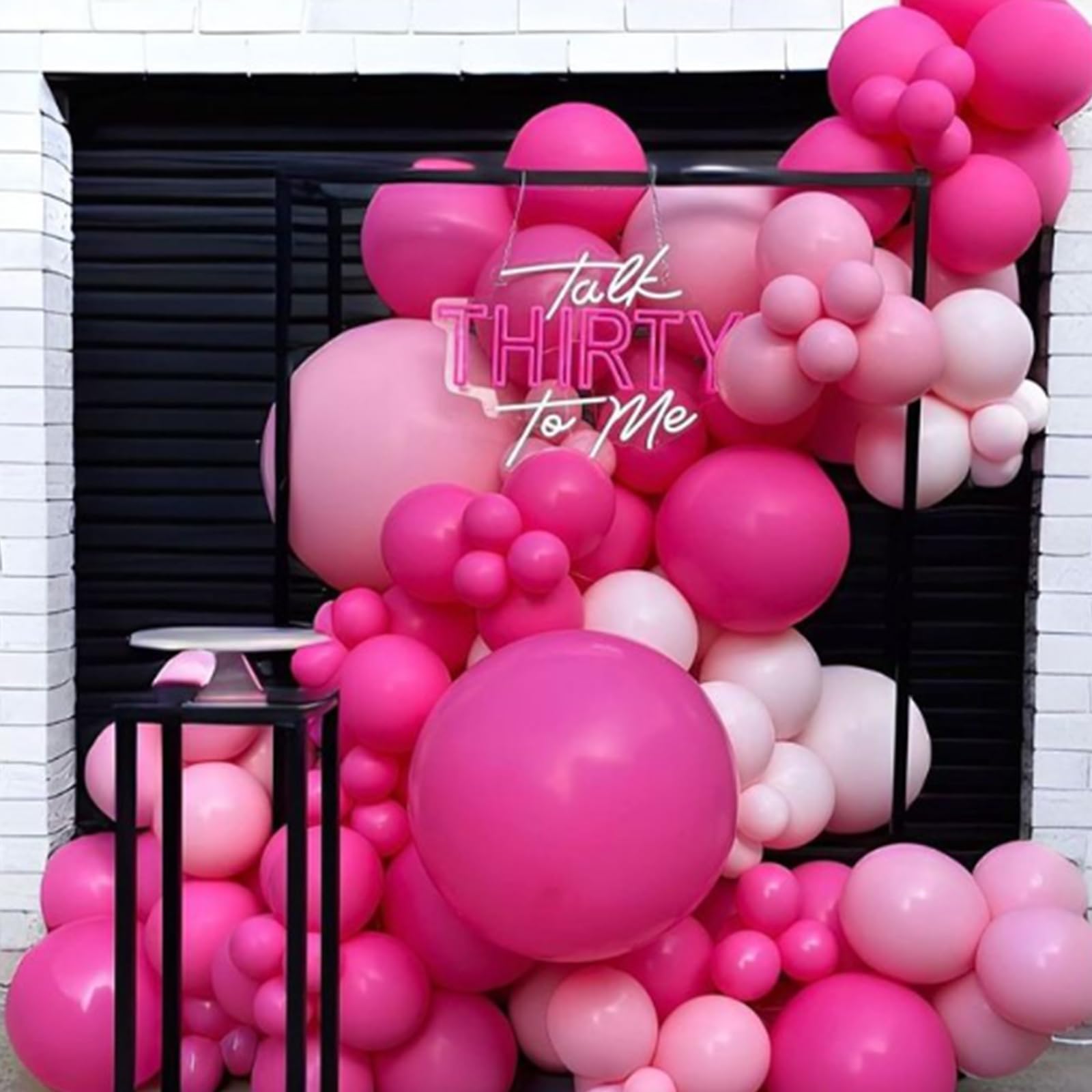 Awenztech 120pcs 5 inch Hot Pink Balloons, small Hot Pink Latex Balloons for Wedding Engagement Bridal Bachelorette Tropical Birthday Party Decorations