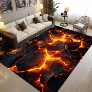 osimiccp optical illusion rug for bedroom,5'x7' non-slip 3d lava rug for living room game room area rug home decor