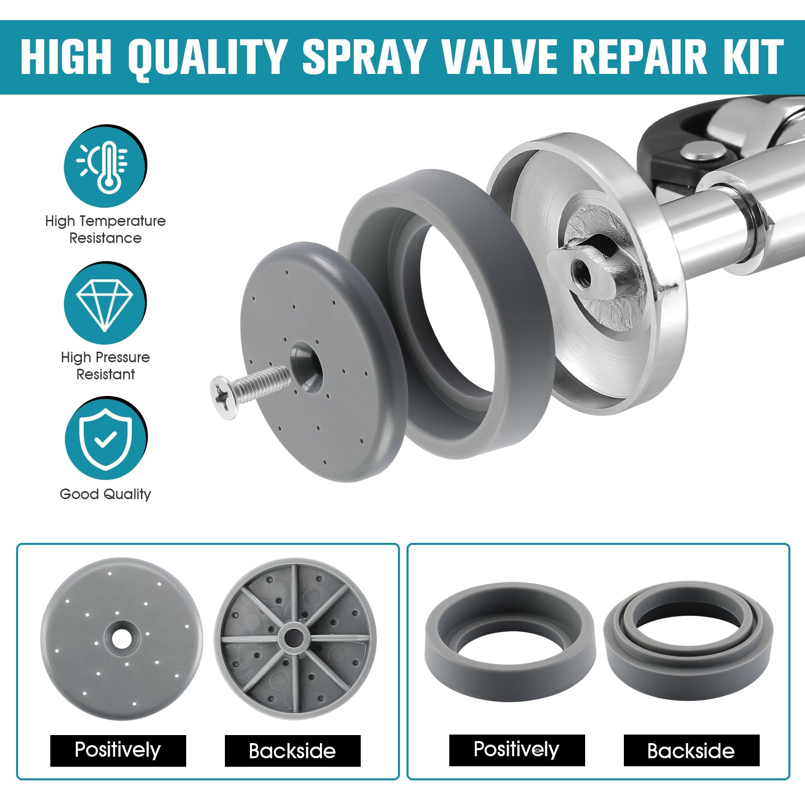 Replacement B-24K B-0107 Pre-Rinse Spray Valve Repair Kit for T&S Brass, Commercial Sink Sprayer Spray Face Bumper and Screw Repair Part, Grey