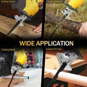 Reciprocating Saw Compatible with DeWalt 20V Battery, Cordless Recipro Saw, 0-3500SPM Variable Speed, Tool-free Blade Change, Electric Reciprocating Saw 4 Saw Blades Kit for Wood/Metal/PVC Cutting