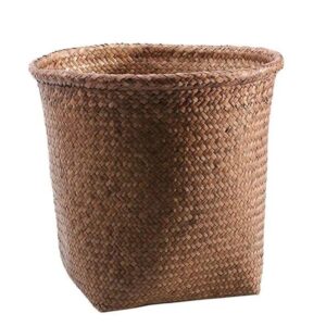 Generic Kitchen Rubbish Box, Woven Basket Trash Can Rattan Waste Basket Trash Can Wicker Waste Basket for Bathroom, Office, Bedroom, Living Room, Small Space 1 Pac