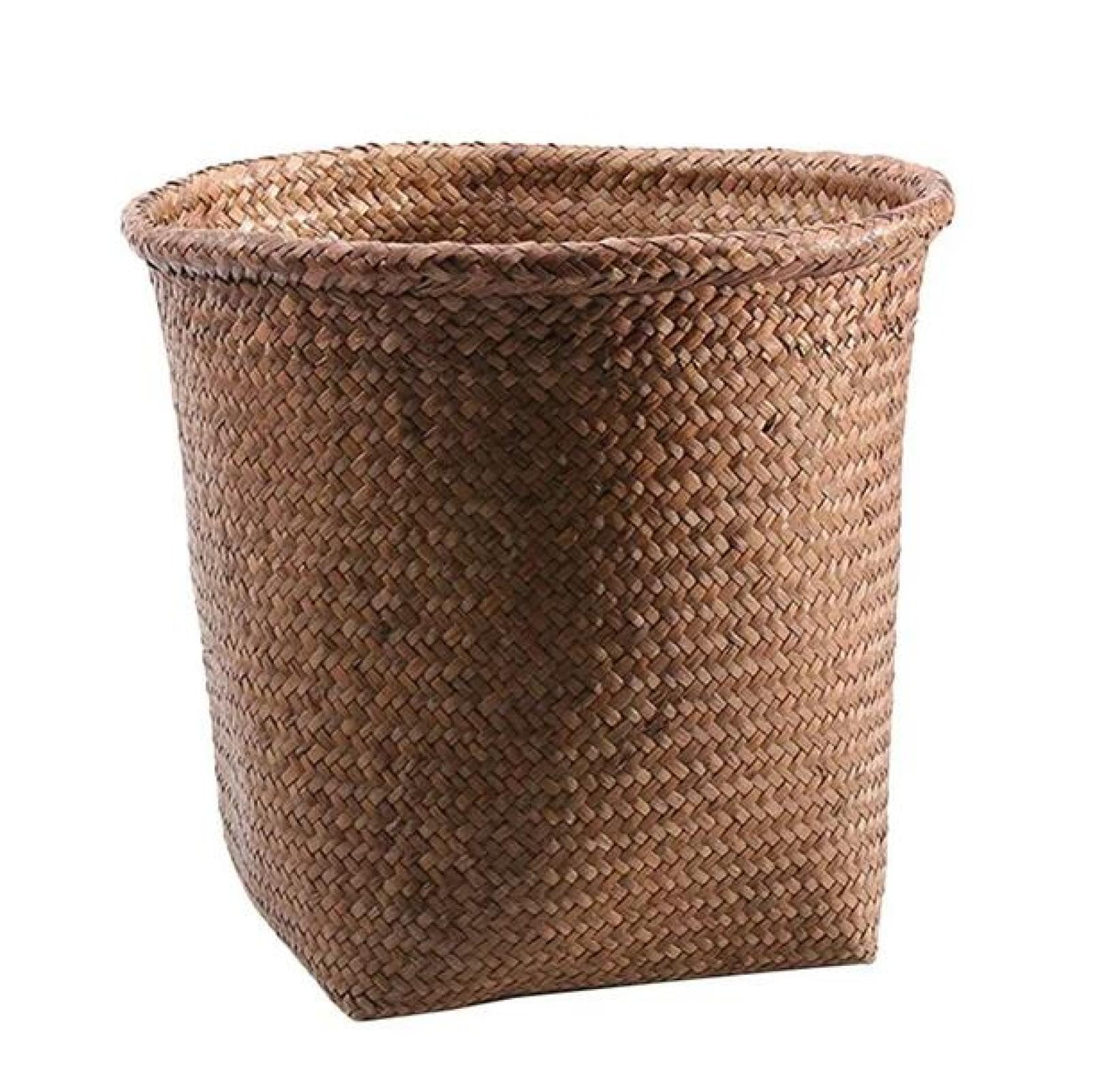 Generic Kitchen Rubbish Box, Woven Basket Trash Can Rattan Waste Basket Trash Can Wicker Waste Basket for Bathroom, Office, Bedroom, Living Room, Small Space 1 Pac