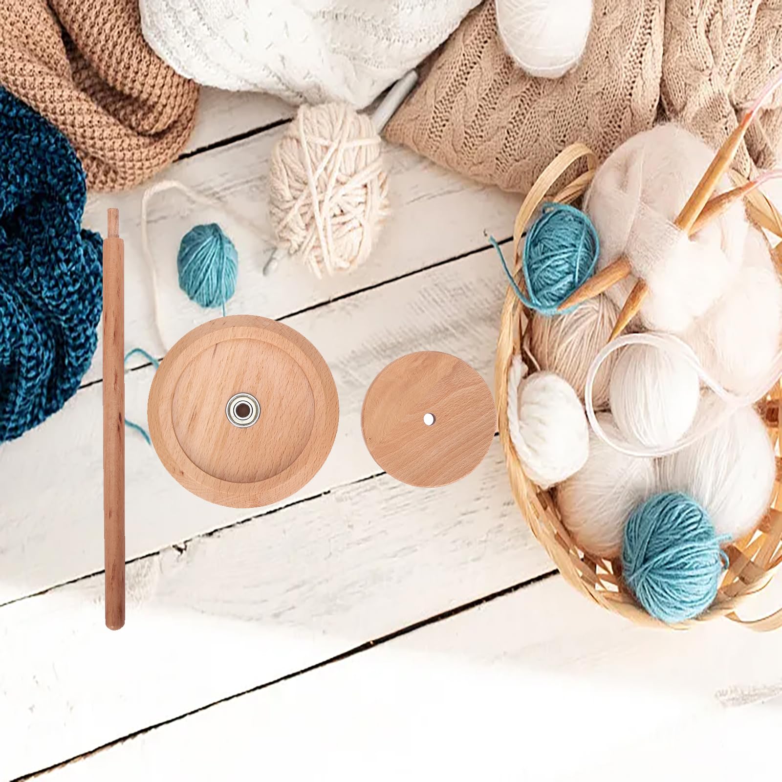 Wooden Yarn Holder for Crocheting, Yarn Ball Holder Bearing Twirling Mechanism Knitting Ball Stand,Classic Yarn Dispenser for Crocheting, Gifts for The Knitter