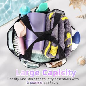 Bihoonge Mesh Shower Caddy,Upgraded 8 Compartment Large Capacity Shower Bag, College Dorm Room Essentials, Beach, Swimming, Gym, Bathroom Shower Bag (Black)