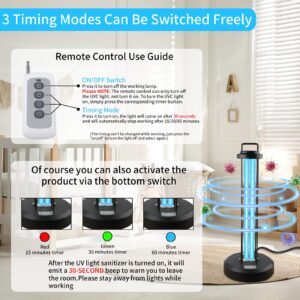 coospider-repta 38W UV Sanitizer Light, Portable Ultraviolet Light with 3-Gear Timer and Remote Control, 110V UV Light, 99.99% UVC Cleaning Lamp for Home, Office, Hotel, School