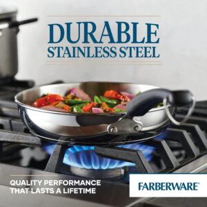 Farberware Brilliance Stainless Steel Frying Pan/Skillet,10 Inch, Dishwasher Safe and Induction Ready, Compatible with All Cooktops,Stainless Steel