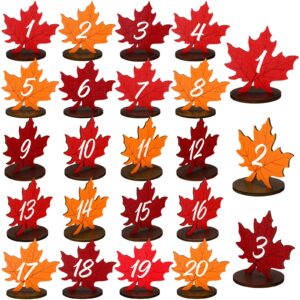 glikceil 20 pcs fall wedding wooden table numbers 1-20 rustic table numbers for wedding reception seating sign autumn thanksgiving wedding wooden table numbers decor centerpieces (maple)