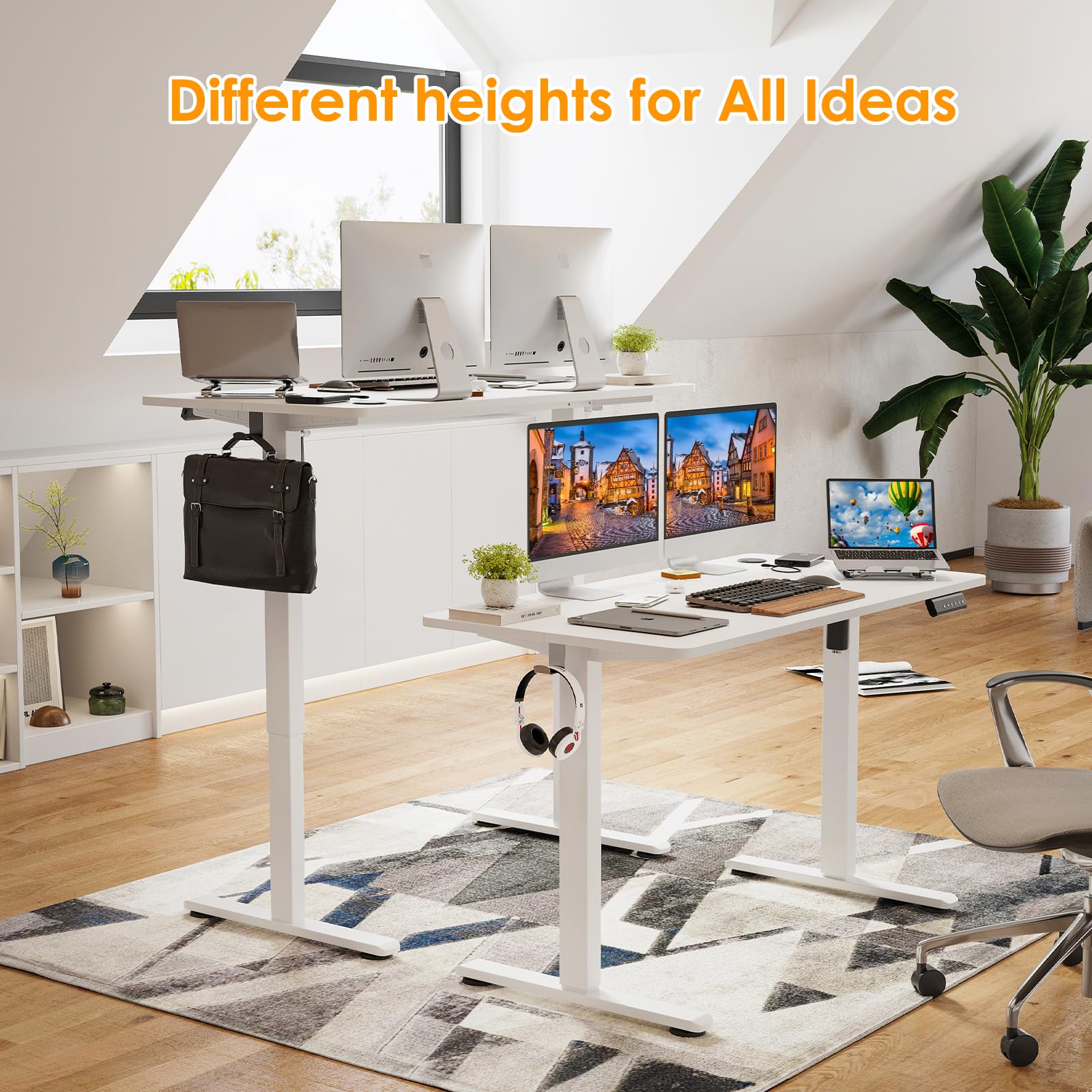 STARY Electric Standing Desk Adjustable Height Sit Stand Home Office Desk with Splice Board