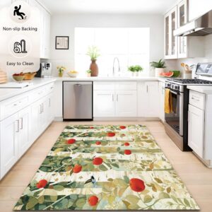 Area Rugs Colorful Rectangle Carpet, Cartoon Art Apple Stripes Printed Carpets, 4 x 6 ft Washable Rugs, with Nonslip Backing Carpet, for Indoor Bedroom Living Room Home Office