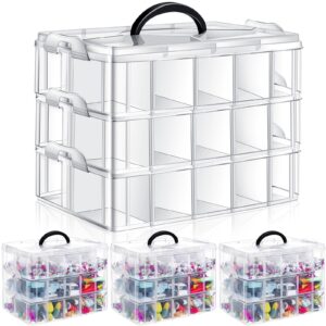 teenyyou 4 pcs 3 tier stackable craft organizers and storage bead organizers with 30 adjustable compartments storage box jewelry making organizers and storage for arts, jewelry, dolls, washi tape