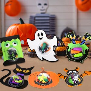 108Pcs Halloween Party Favors for Kids,18 Pack Halloween Candy Holder Cards with Bubble Domes Shaker,Halloween Treats Goodie Bag Fillers Basket Stuffers Trick or Treat Classroom Prizes Crafts Gift