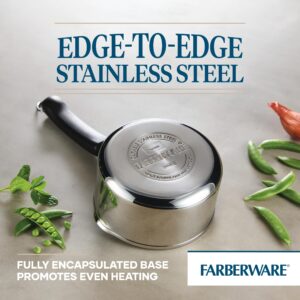 Farberware Brilliance Stainless Steel Saucepan/Saucepot with Side Spouts for Easy Pouring, 1 Quart, Dishwasher Safe and Induction Ready, Compatible with All Cooktops, Stainless Steel