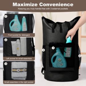 karamagic Laundry Backpack Bag,with 3 Pockets,for Dorm, Apartment and Laundromat, Laundry Duffle Bag for Travel,Beach,Camping