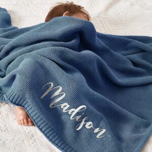 hying personalized baby blanket custom names cotton blanket baby shower blanket embroidered name customized blanket for baby kids newborn birthday customized gifts (40×30 inch)