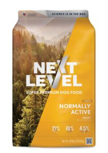 next level super premium dog food – normally active – dry kibble for adult dogs of all breeds – 21% protein, beef, pork, fish, chicken, gluten free grains