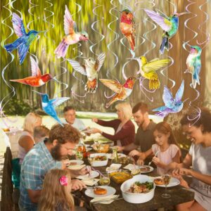 Hummingbird Hanging Swirls 20Pcs Hummingbird Birthday Decorations Hummingbird Ceiling Decor Tropical Bird Party Hanging Streamer for Summer Flying Birds Baby Shower Supplies