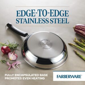 Farberware Brilliance Stainless Steel Frying Pan/Skillet,10 Inch, Dishwasher Safe and Induction Ready, Compatible with All Cooktops,Stainless Steel