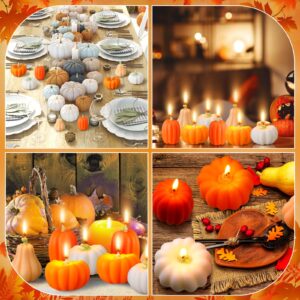 Conelist 8 Pcs Fall Pumpkin Shaped Candles Thanksgiving Scented Candles Pumpkin Tealight Candles Home Decor Handmade Soy Wax White Orange Candles for Home Table Bedroom Bathroom Decorations Party